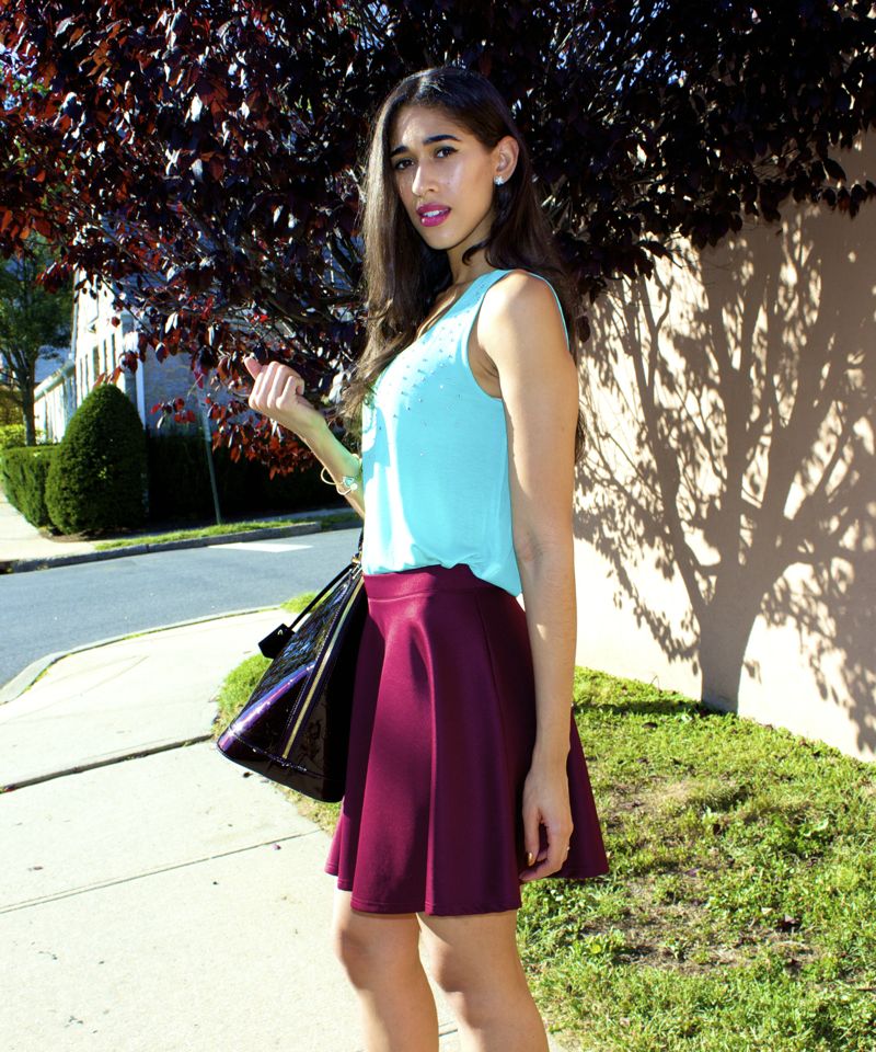 Maroon and blue clearance outfit